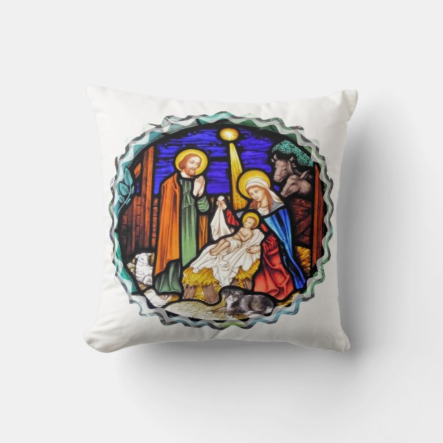 OLD ENGLAND NATIVITY WINDOW CUSHION (Front)