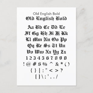 Old English Bold - Zazzle Font Sampler Sheet Postcard