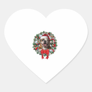 Old English Bulldog Christmas Wreath Decoration Xm Heart Sticker