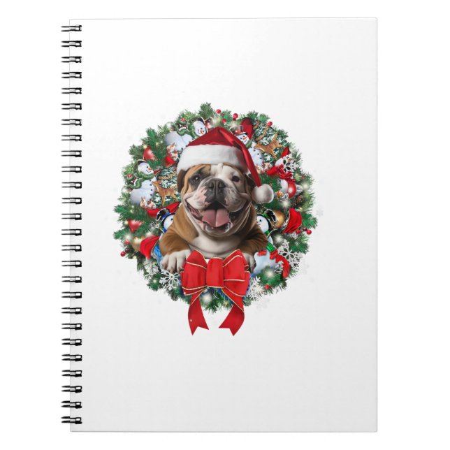 Old English Bulldog Christmas Wreath Decoration Xm Notebook (Front)