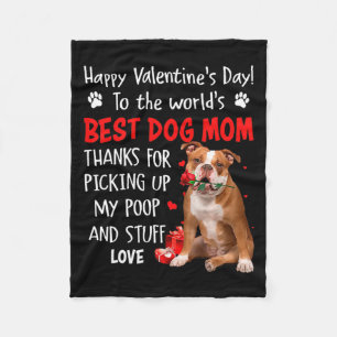 Old English Bulldog Dog Mom Valentines Day Fu  Fleece Blanket