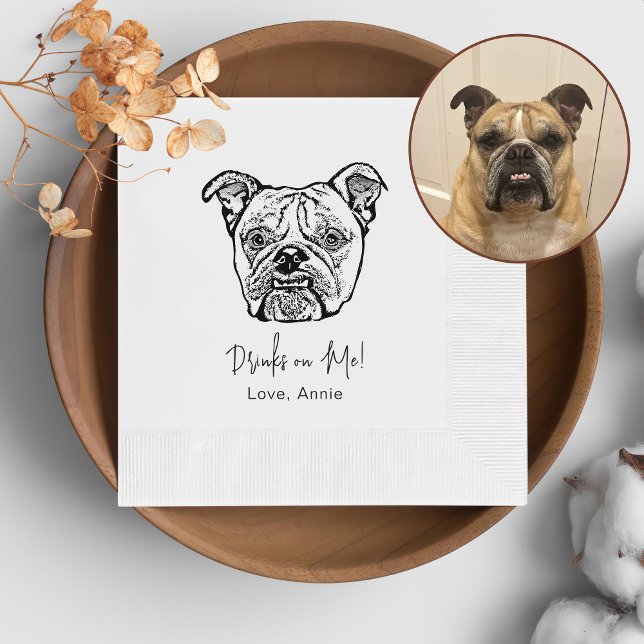 Old English Bulldog Personalised Drink On Me Napkin (Creator Uploaded)