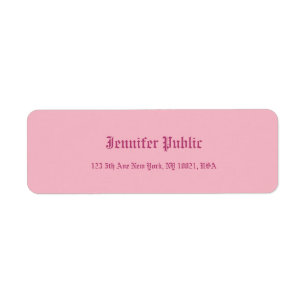 Old English Calligraphy Script Text Elegant Pink Return Address Label