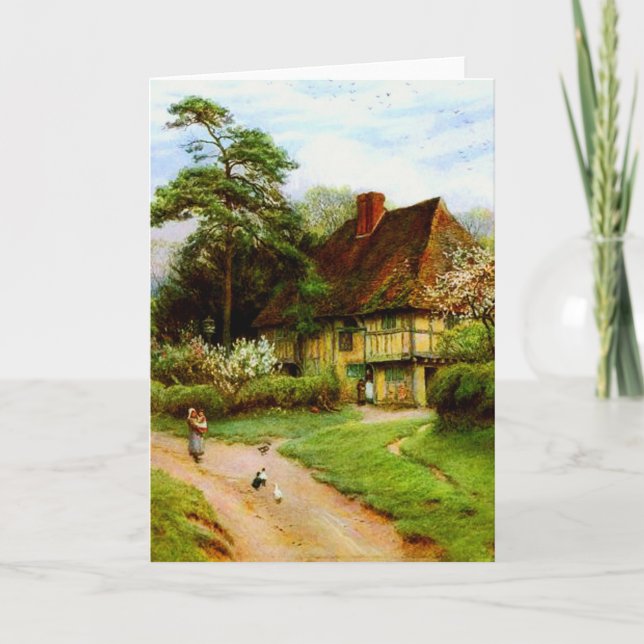 Old English Country Cottage Greeting Cards (Front)