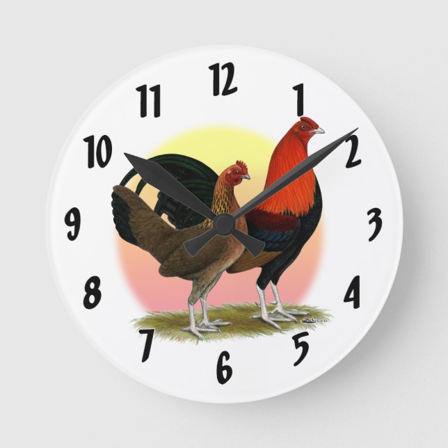 Old English Game Bantam:  BB Red Round Clock (Front)