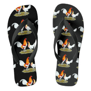 Old English Game Bantam: Red Pyle Flip Flops