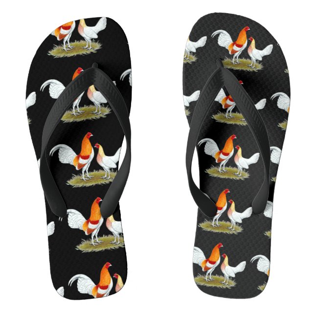 Old English Game Bantam:  Red Pyle Flip Flops (Footbed)