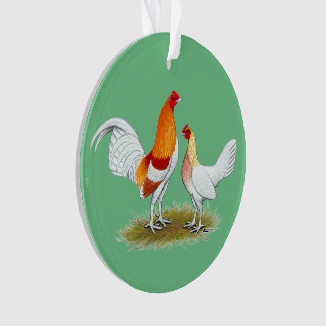 Old English Game Bantam:  Red Pyle Ornament (Front)