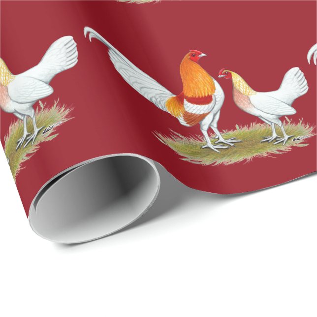 Old English Game Bantam:  Red Pyle Wrapping Paper (Roll Corner)