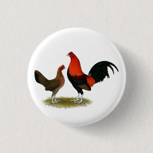 Old English Game Bantams: BB Red Pair 3 Cm Round Badge