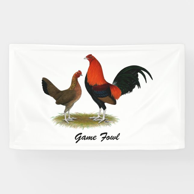 Old English Game Bantams:  BB Red Pair Banner (Horizontal)