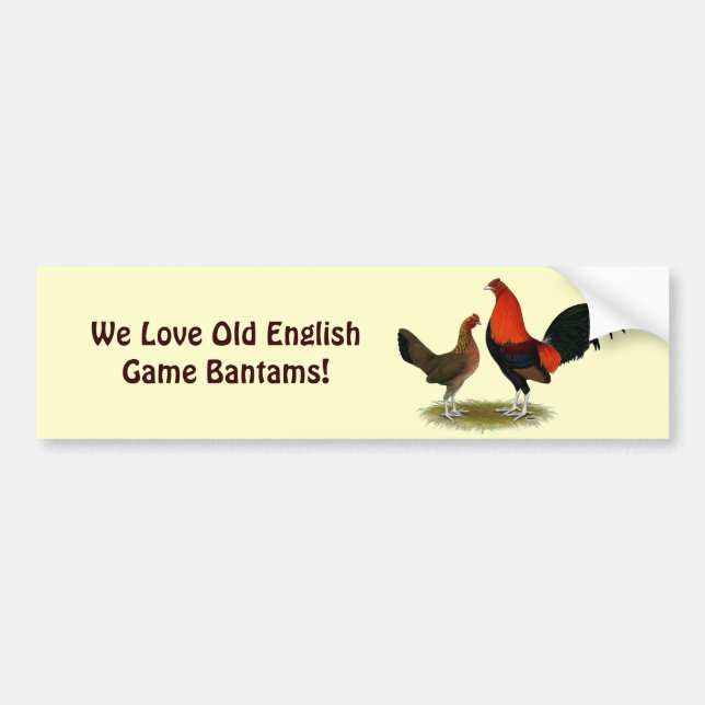 Old English Game Bantams:  BB Red Pair Bumper Sticker (Front)