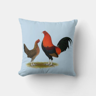 Old English Game Bantams: BB Red Pair Cushion
