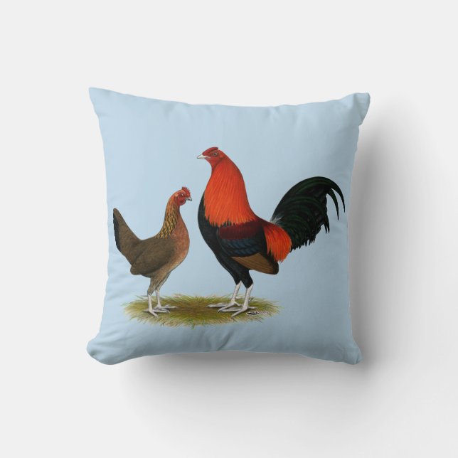 Old English Game Bantams:  BB Red Pair Cushion (Front)