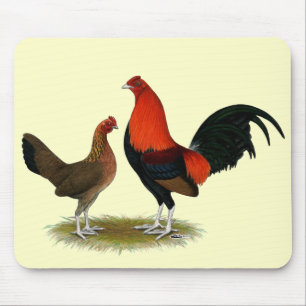 Old English Game Bantams: BB Red Pair Mouse Pad