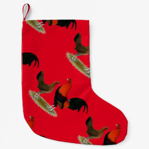 Old English Game Bantams:  BB Red Pair Small Christmas Stocking