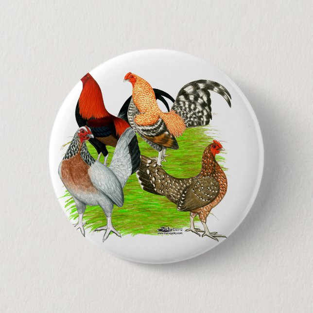 Old English Game Quartet 6 Cm Round Badge (Front)