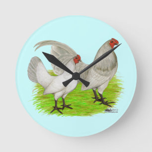 Old English Game Self Blue Round Clock