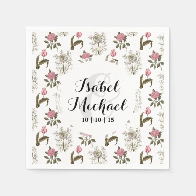 Old English Garden Vintage Floral Pattern Napkin (Front)