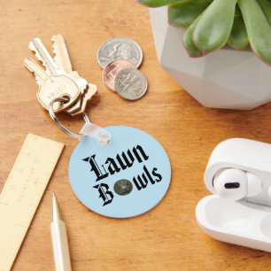 Old English Lawn Bowls Text Design, Key Ring