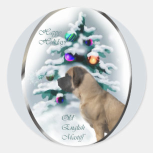 Old English Mastiff Christmas Gifts Classic Round Sticker