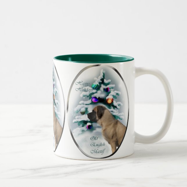 Old English Mastiff Christmas Gifts Two-Tone Coffee Mug (Right)