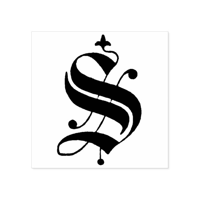 Old English Monogram Vintage  Letter S Rubber Stamp (Imprint)
