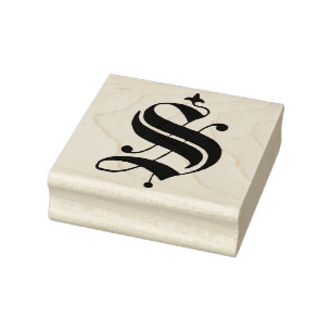 Old English Monogram Vintage Letter S Rubber Stamp
