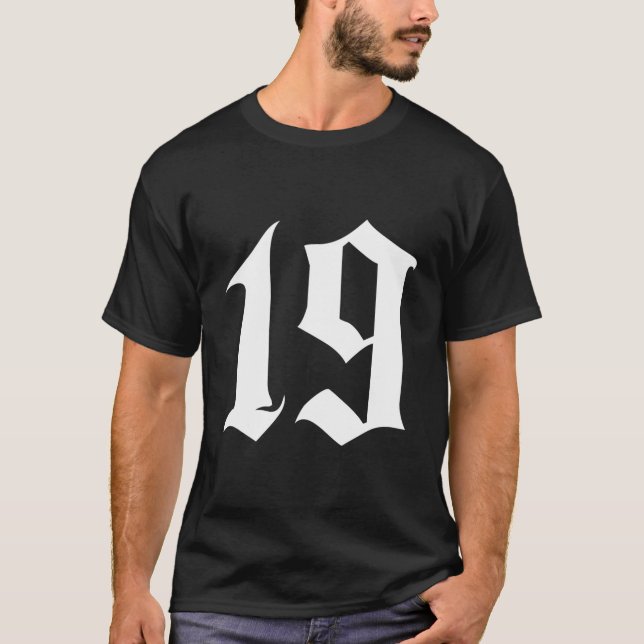 Old English Number 19 Or Nineteen T-Shirt (Front)