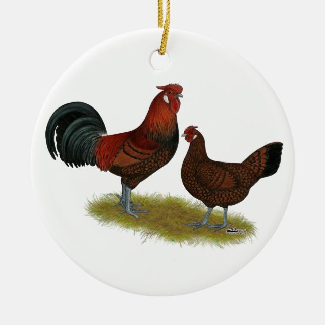 Old English Pheasant Fowl Ceramic Ornament (Front)