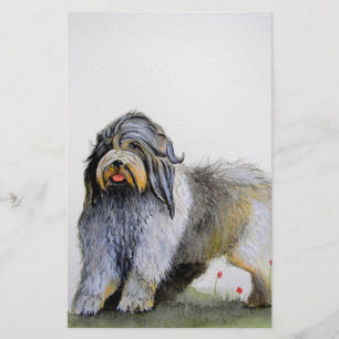 Old English Sheep Dog puppy and poppies Stationery