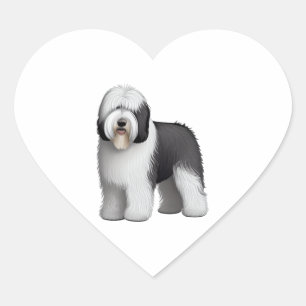 Old English Sheepdog  10 Heart Sticker