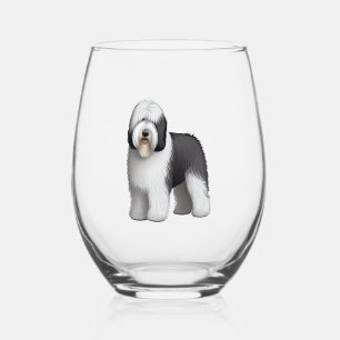 Old English Sheepdog 10 Stemless Wine Glass