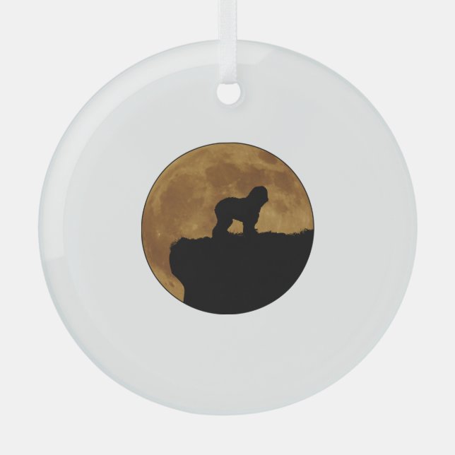 Old English Sheepdog 1 Glass Tree Decoration (Front)