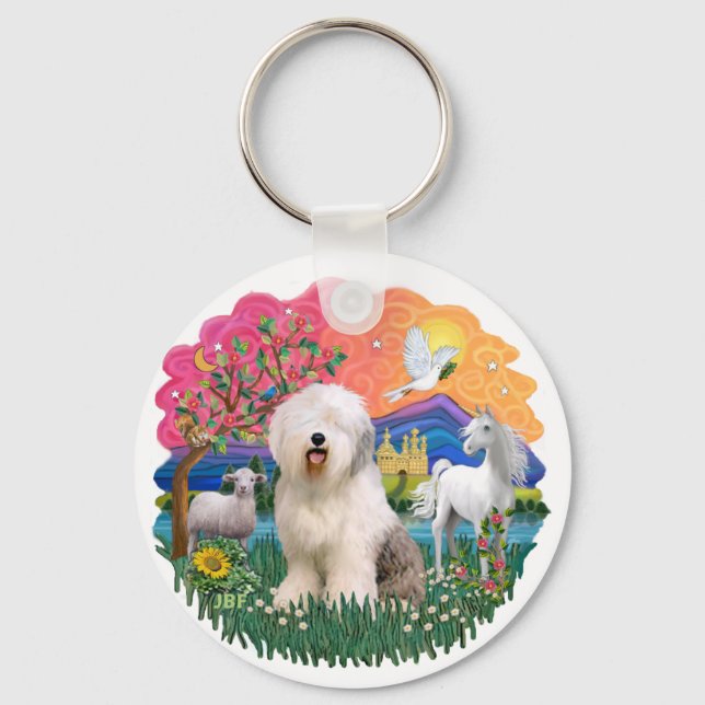 Old English Sheepdog #6 Key Ring (Front)
