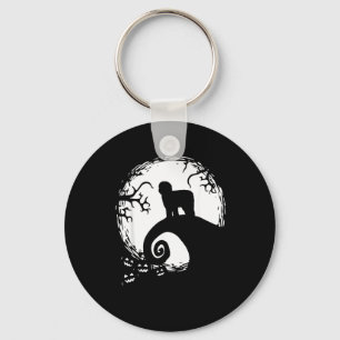 Old English Sheepdog And Moon Halloween Key Ring