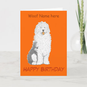 Old English Sheepdog Birthday Cards, add name,text Card