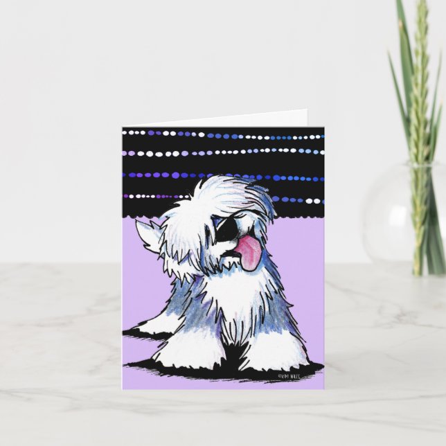 Old English Sheepdog Blank Note Card (Front)
