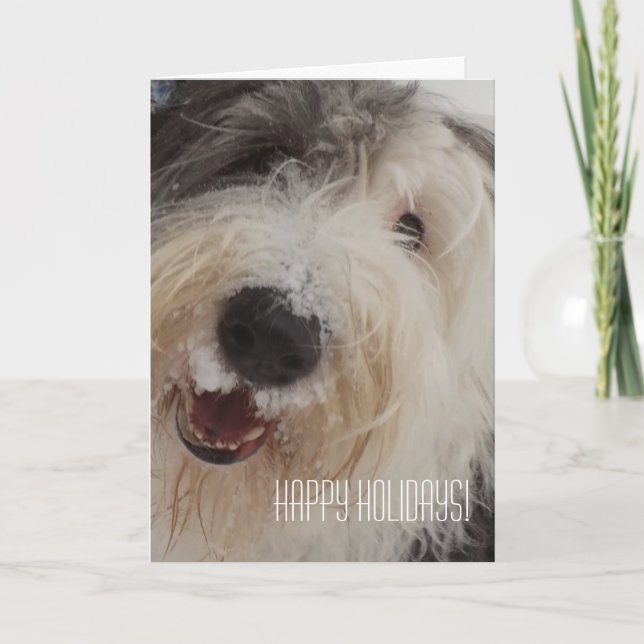Old English Sheepdog Card - Happy Holidays! (Front)