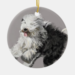 Old English Sheepdog Ceramic Ornament