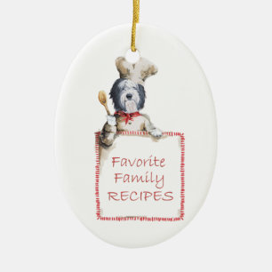 Old English Sheepdog Chef of Love Ceramic Ornament