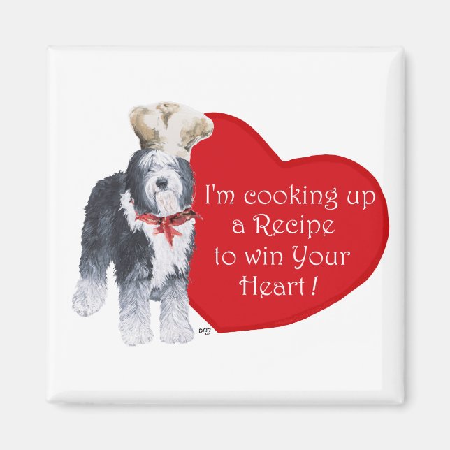 Old English Sheepdog Chef of Love Magnet (Front)