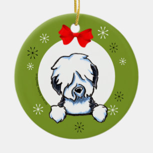 Old English Sheepdog Christmas Classic Ceramic Ornament