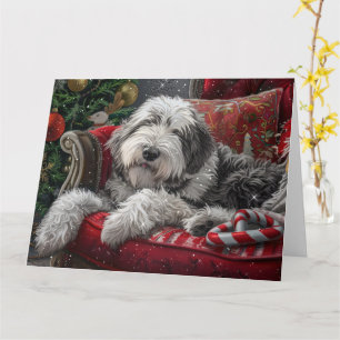 Old English Sheepdog Christmas Festive Card
