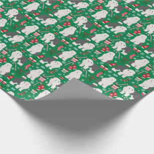 Old English Sheepdog Christmas Holiday Wrapping Paper