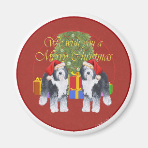 Old English Sheepdog Christmas Magnet