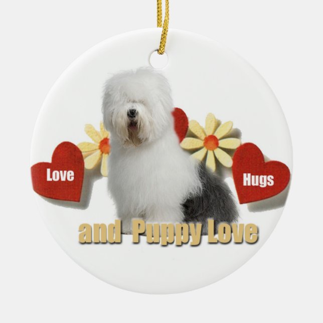 Old English Sheepdog Christmas Ornament (Front)