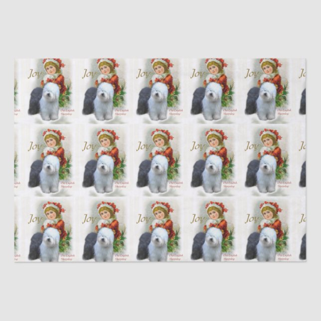 Old English Sheepdog Christmas Tissue Paper (Front)