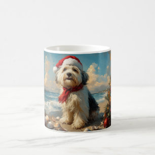 Old English Sheepdog Christmas Vintage Beach Coffee Mug