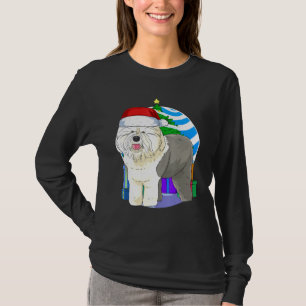 Old English Sheepdog Cute Santa Christmas Tree Dec T-Shirt
